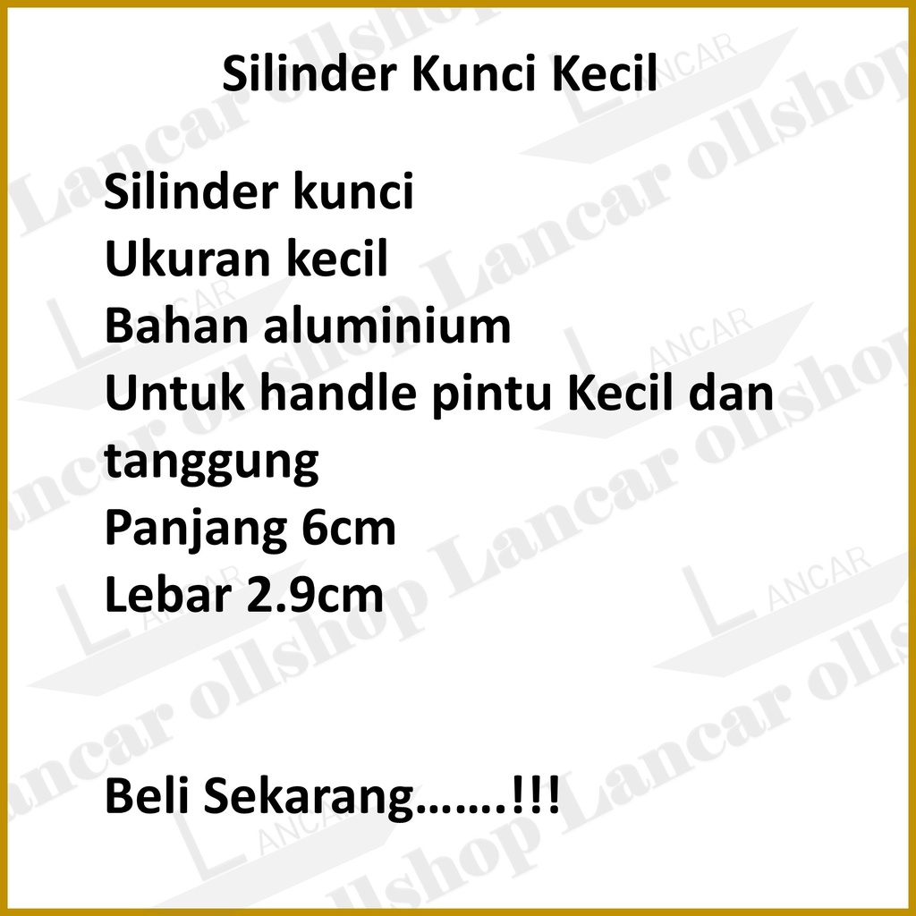 Silinder Kunci Pintu Kecil Aluminium / Kunci Pintu Silinder / Kunci Aluminium Silinder