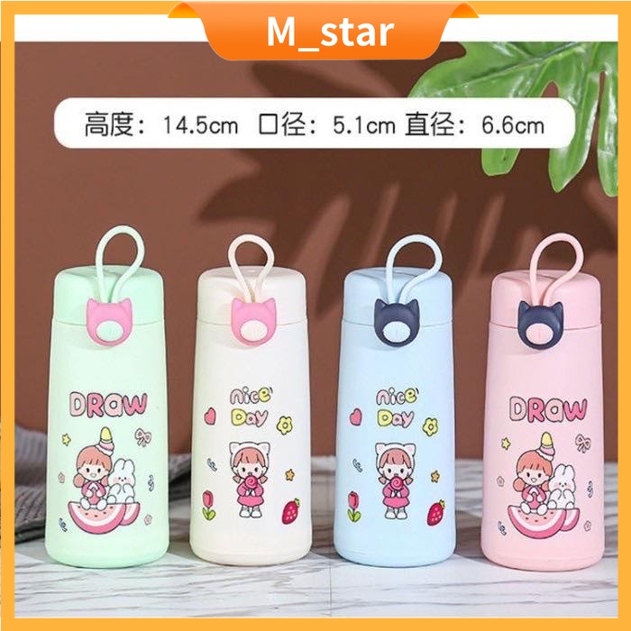 Botol Kaca Thermos/Botol Minum Model Lucu Nice Day Unik BPA FREE-1