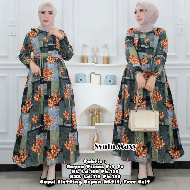 GAMIS BUSUI BAHAN RAYON VISCOS MOTIF BUNGA