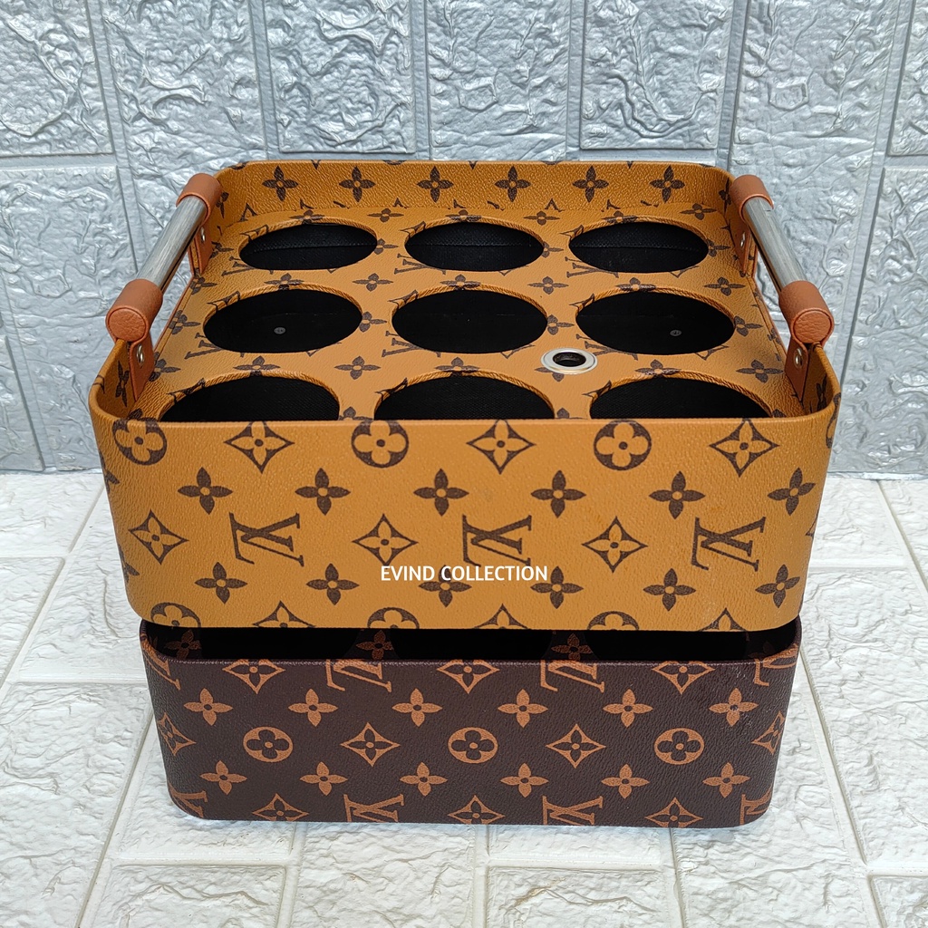 Keranjang Air Mineral Gelas Model Oval Isi 9 Cup Motif Tempat Aqua Gelas Kulit SIntetis