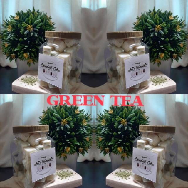 

Coklat putih green tea Chocolate cube isi 50pcs