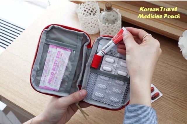 Korean travel medicine pouch dompet organizer obat obatan ok  good quality