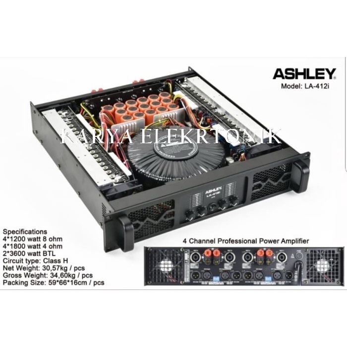 Power Amplifier ASHLEY LA412i/LA 412i/ LA412I 4Channel (Original)
