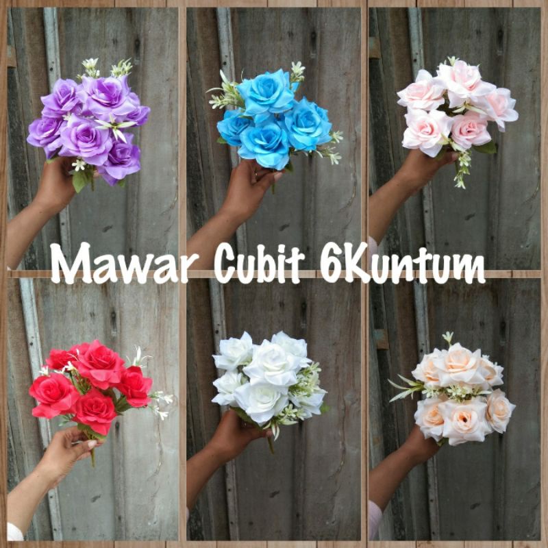 Bunga Mawar Cubit 6 Kuntum / Bunga Rose Artificial 6 Kuntum