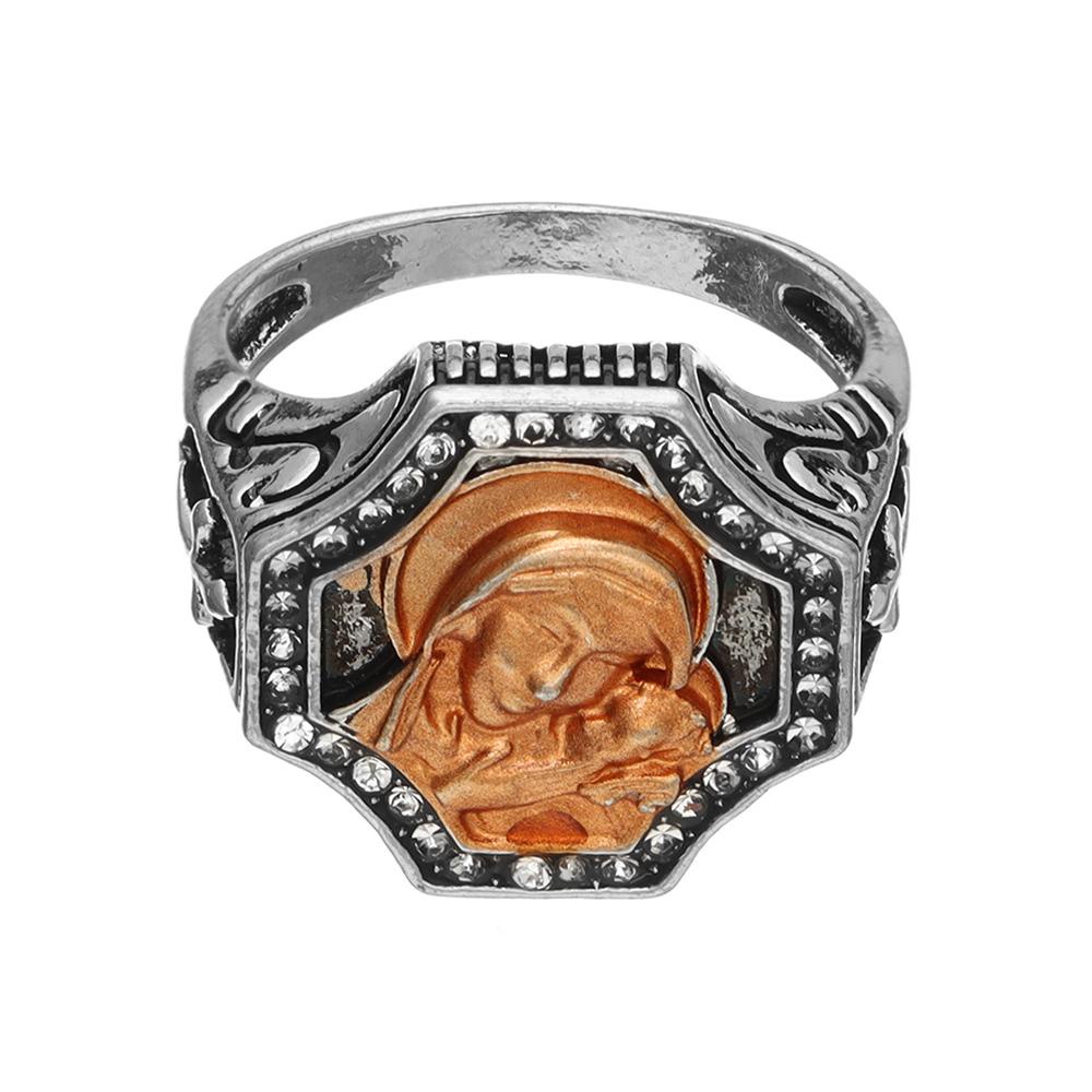 Preva Vintage Alloy Rings Mode Pave Setting Handmade Ukuran 6-12 Cincin Religi Silang
