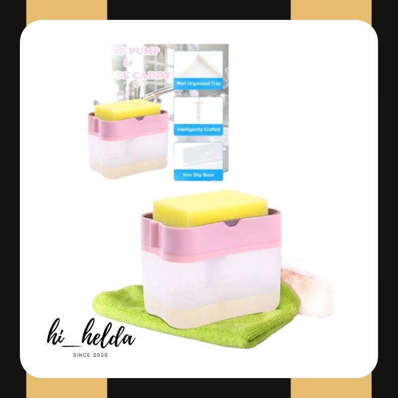 Dispenser Sabun Cuci Piring Free Sponge | Tempat Sabun Busa Spons Peralatan Dapur-3