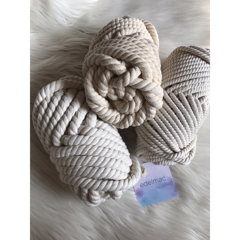 Ecer Tali Katun Macrame Natural uk Besar 1ply dan 3ply