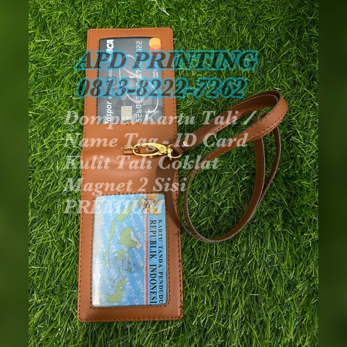

Aman Dompet Kartu Tali Name Tag Id Card Tali Kulit Magnet 2 Sisi Coklat Sale!!!
