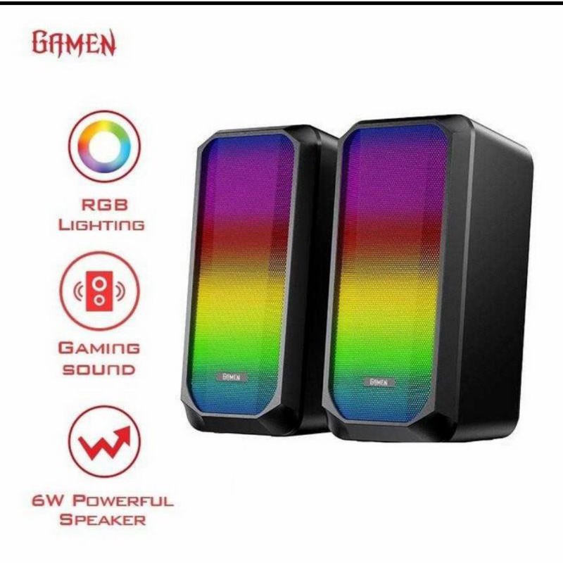 SPEAKER GAMING GAMEN GS6 Multimedia RGB Rhythm Lights Speaker Excellent Bass - ORIGINAL