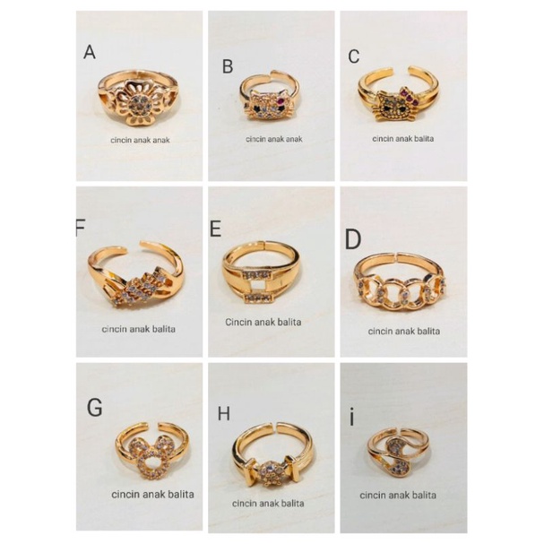 Dmk070. Cincin anak anak xuping lapis emas dgn mata zircon ukuran flexibel