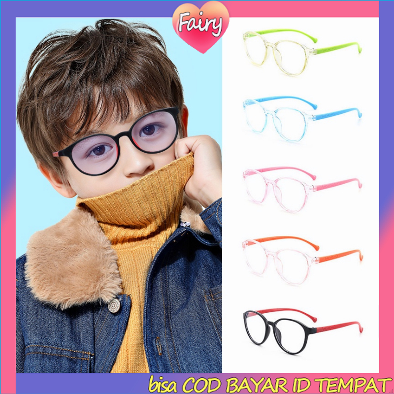 Kacamata Hitam Anak UV400 Kacamata Hitam Unisex Frame Anti Radiasi Anti Biru Fashion Komputer  Flexible Frame F