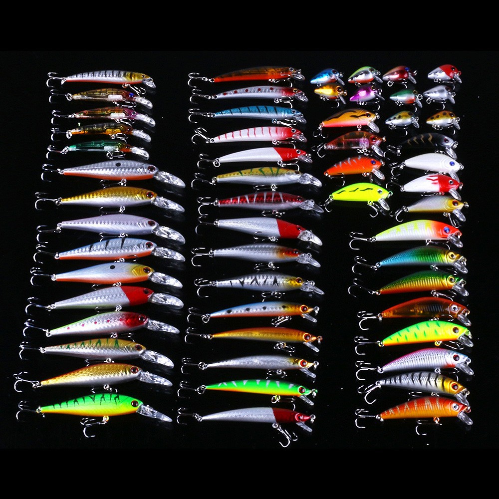 Grosir Paket Minnow 56pcs Lure Umpan Ikan Palsu Casting UL Ultralight