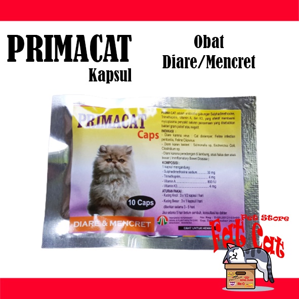 Obat Diare / mencret kucing hewan PRIMA CAT Kapsul