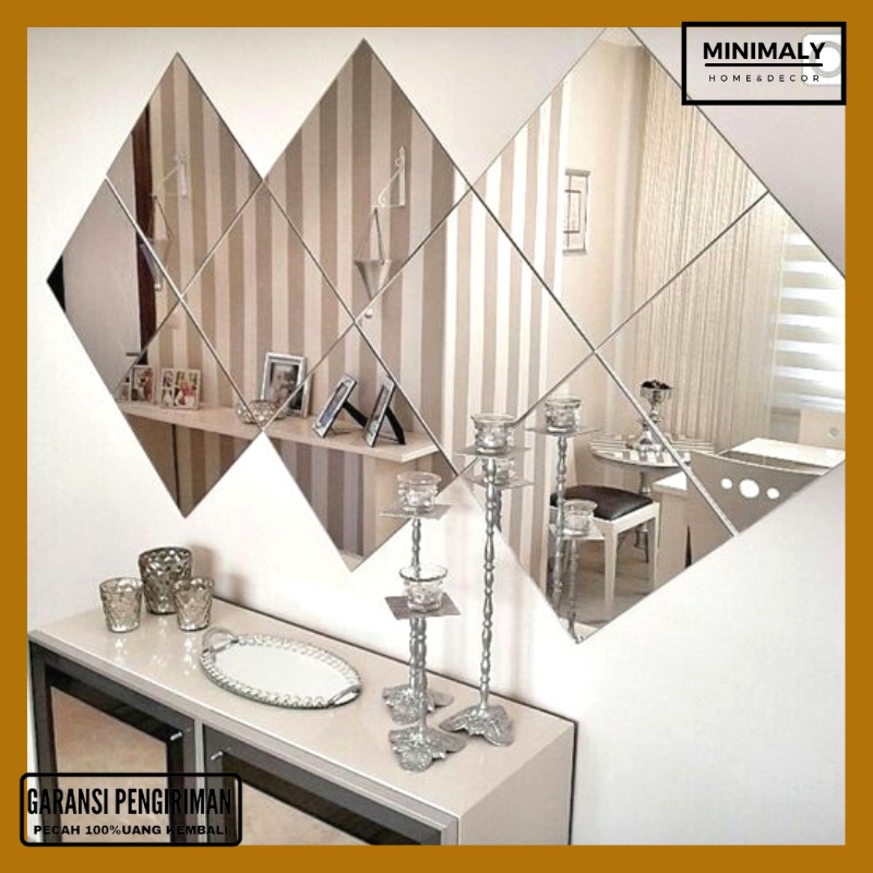 Cermin Dinding Tempel 25x25cm (CERMIN ASLI)  Cermin Fullbody Cermin Aesthetic Hiasan dinding