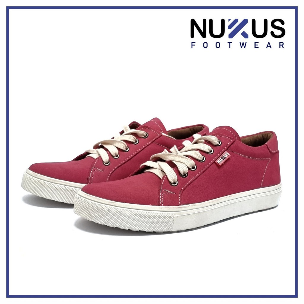 Nukus Sepatu Wanita Sneakers Tali Kulit Sapi Asli Pink - NKT W