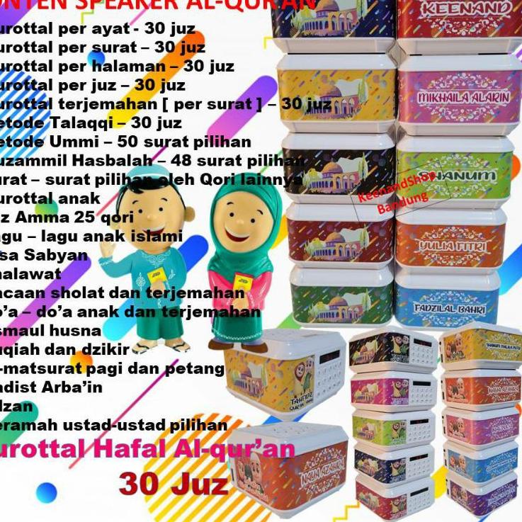BISA TULIS  NAMA& TERLENGKAP) Speaker Alquran 30 Juz Bluetooth Pakai MEMORI 16 GB {ANR.15Jl22н}