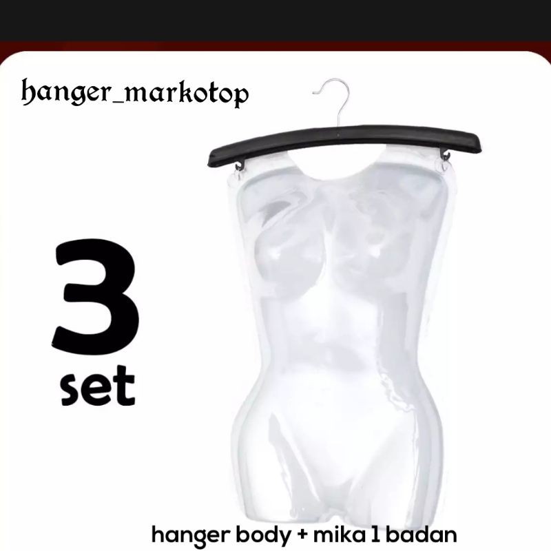 hanger body mika  full + gantungan harga (per 3pcs)