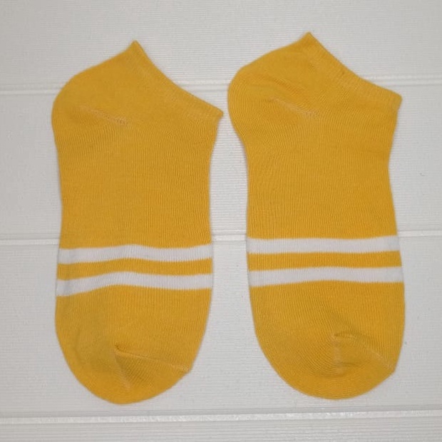 ✧YUKSHOPING✧ Kaos Kaki Fashion Wanita Pria Murah Kaus Motif Semata Kaoskaki Ankle Socks Pendek-GARIS KUNING