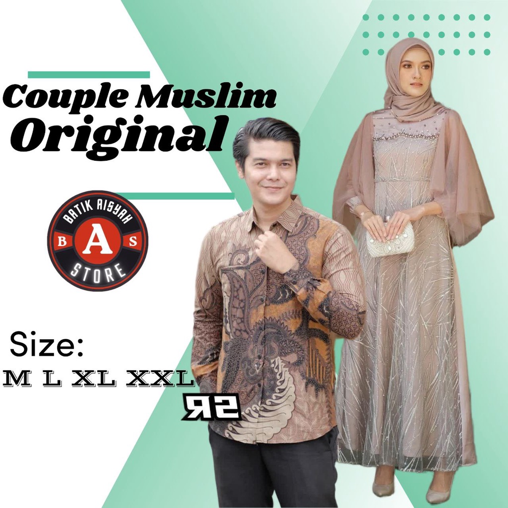 Jual Baju Gamis Couple Pasangan Brukat Outfit Kondangan Wanita Kekinian