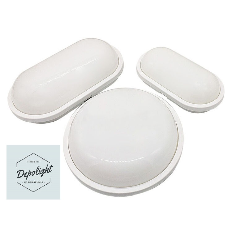 Lampu Dinding Outdoor WATERPROOF 24W / Lampu Kapal IP65 Putih / OVAL / BULAT