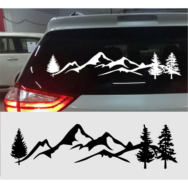 Stiker Kaca Belakang Mobil Unik Lucu Cutting Sticker Pegunungan