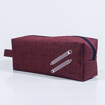 Pensil case denim tuton maroon  jumbo/ kotak pensil jumbo / tempat pensil cewek cowok / pensil case pria wanita / tempat pensil anak | Abigadu