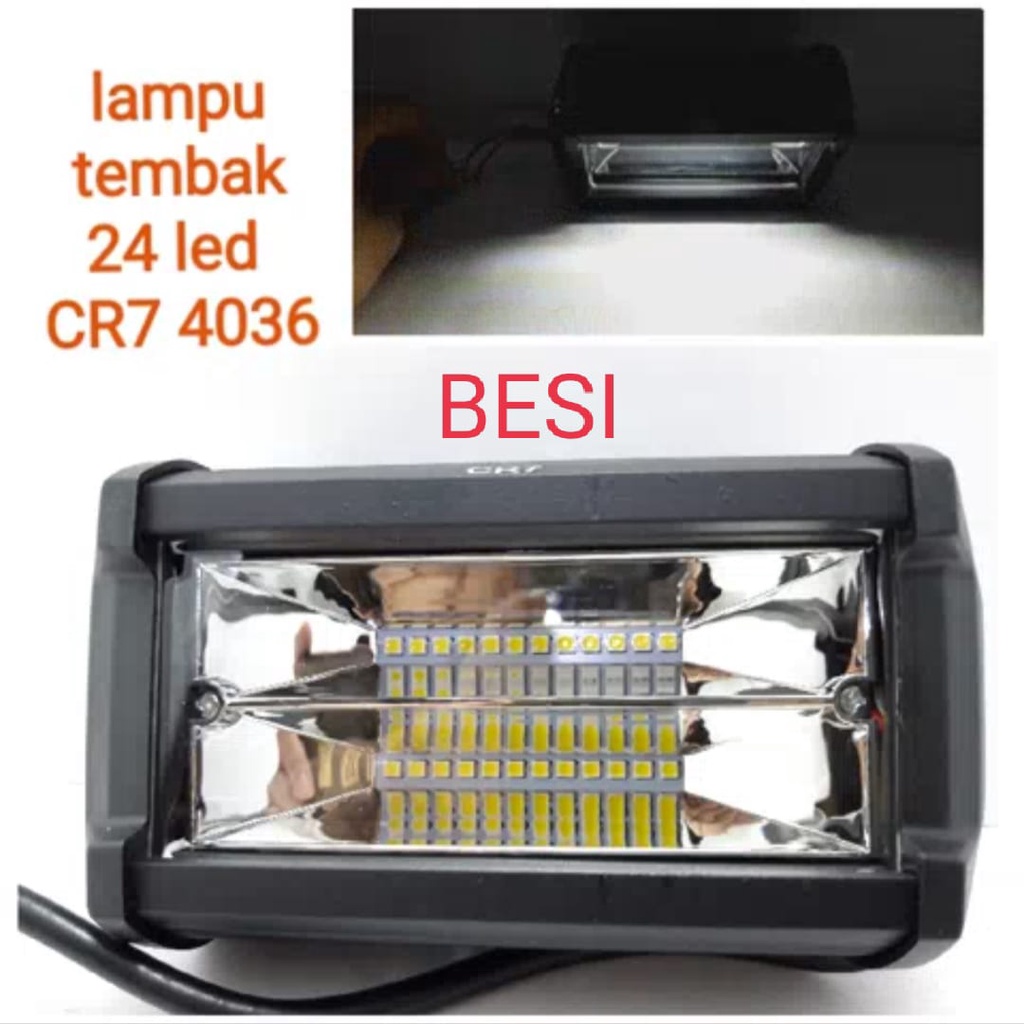 Lampu tembak sorot LED bar cree CWL 24 mata 2 susun LED 12-80volt motor mobil LED TIPE A BAHAN BESI