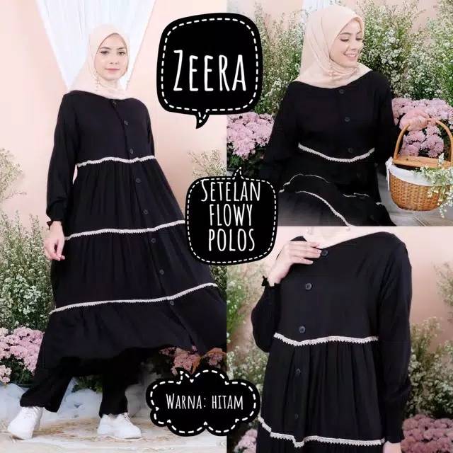 Daster Arab Setelan Flowy Polos by Zeera (ORI)
