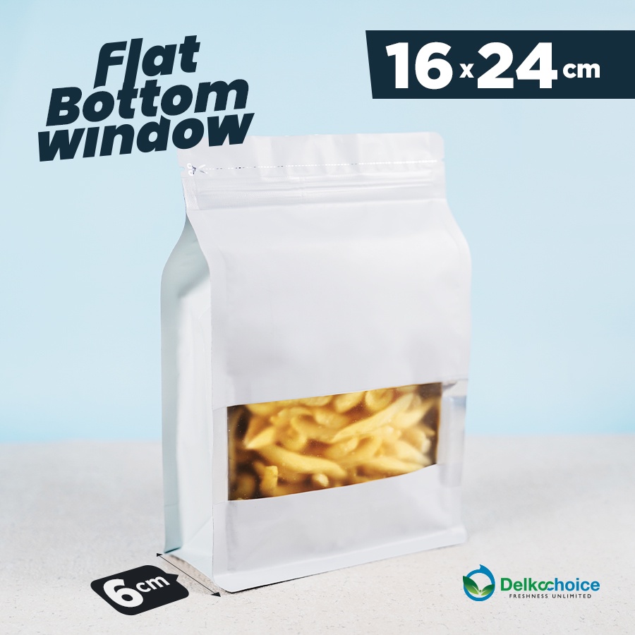 STANDING POUCH FLAT BOTTOM WINDOW WHITE PREMIUM - NON VALVE