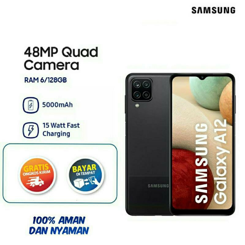 SAMSUNG GALAXY A12 RAM 6/128GB GARANSI RESMI 1 TAHUN