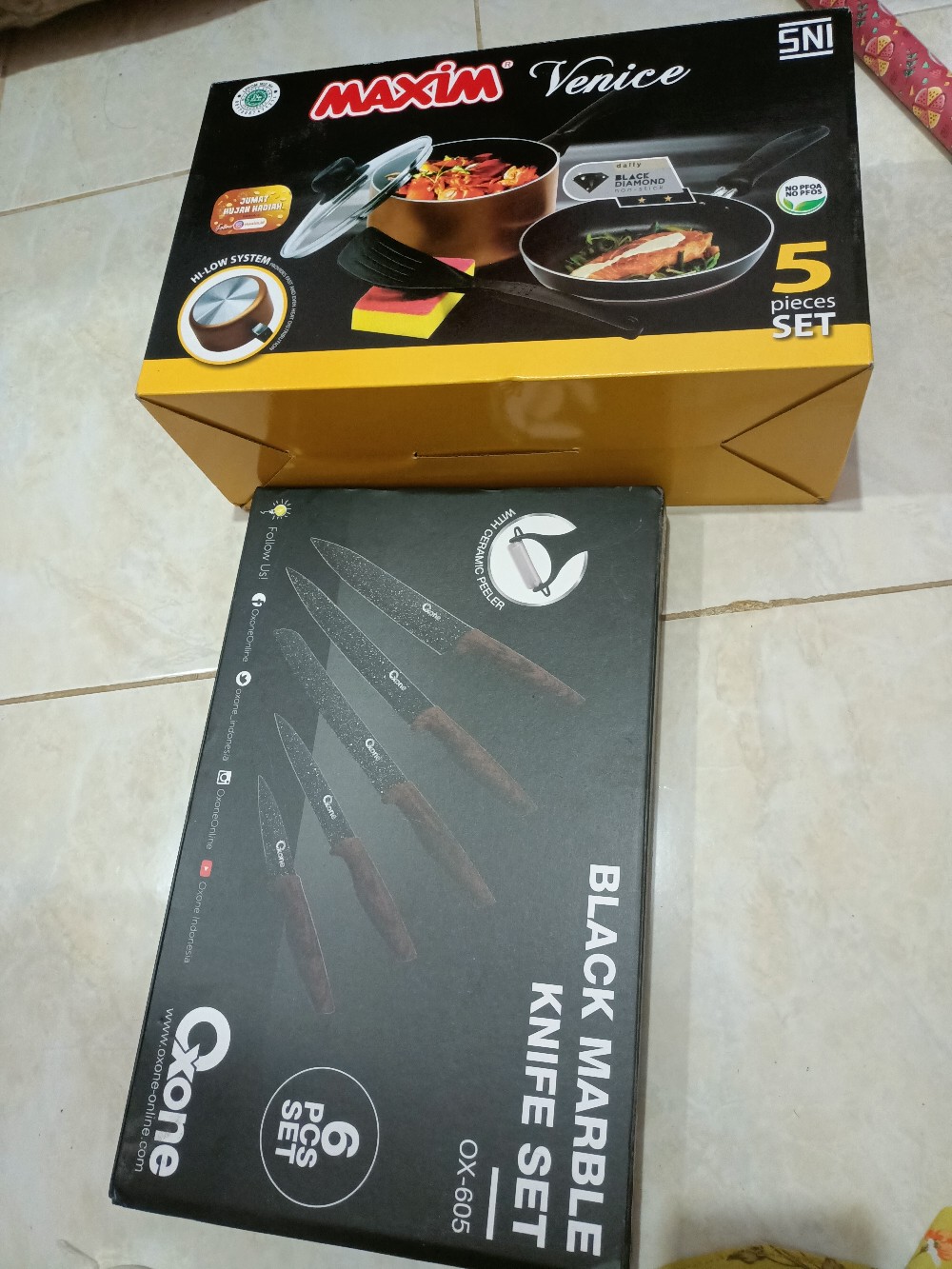 Oxone Black Marble Knife Set Ox-605 Pisau Set 100% Original