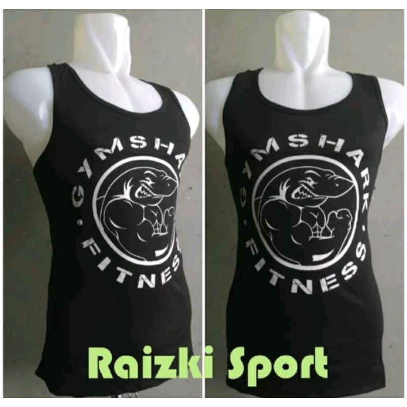 Kaos Singlet Cotton Onemore Fitness Gym GM Shark