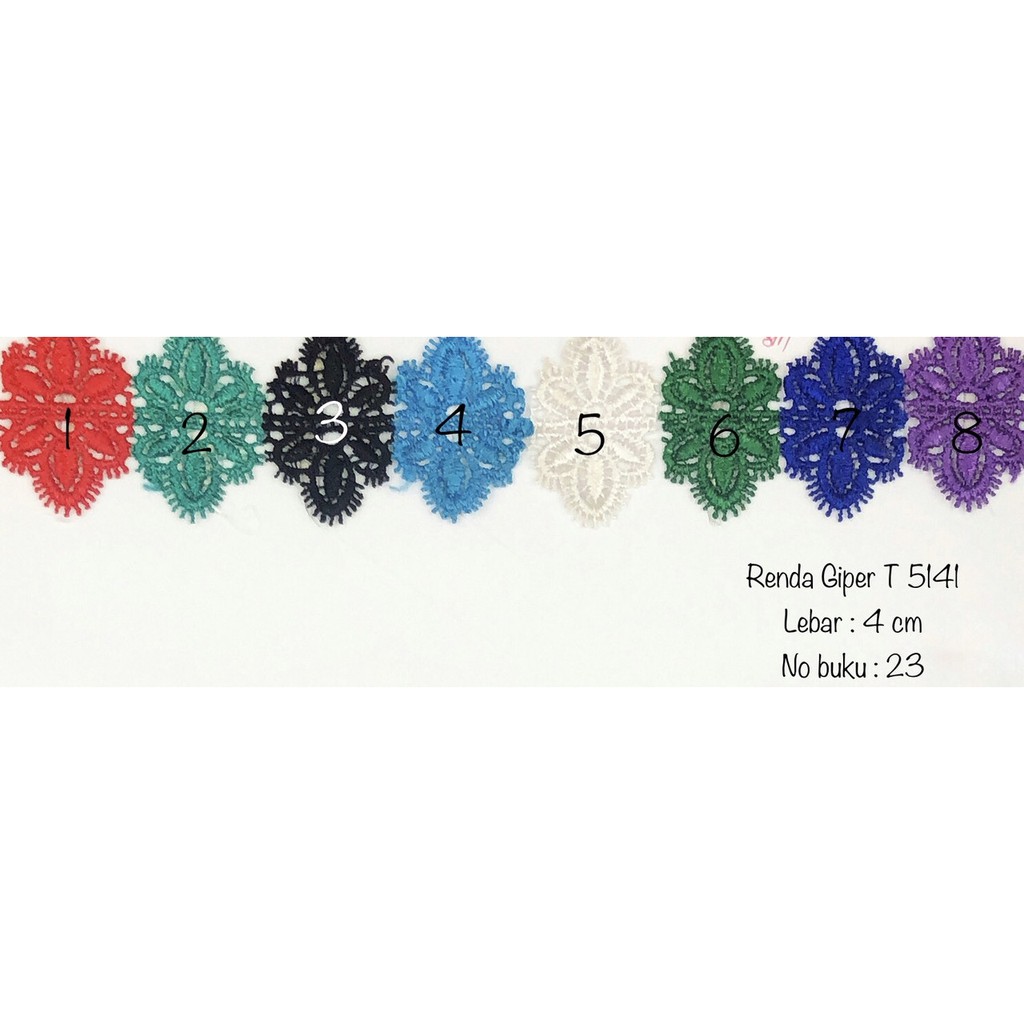 Renda Giper T 5141, Renda Baju, Renda Bordir, Renda Giper, Renda Katun, Lebar 4 cm