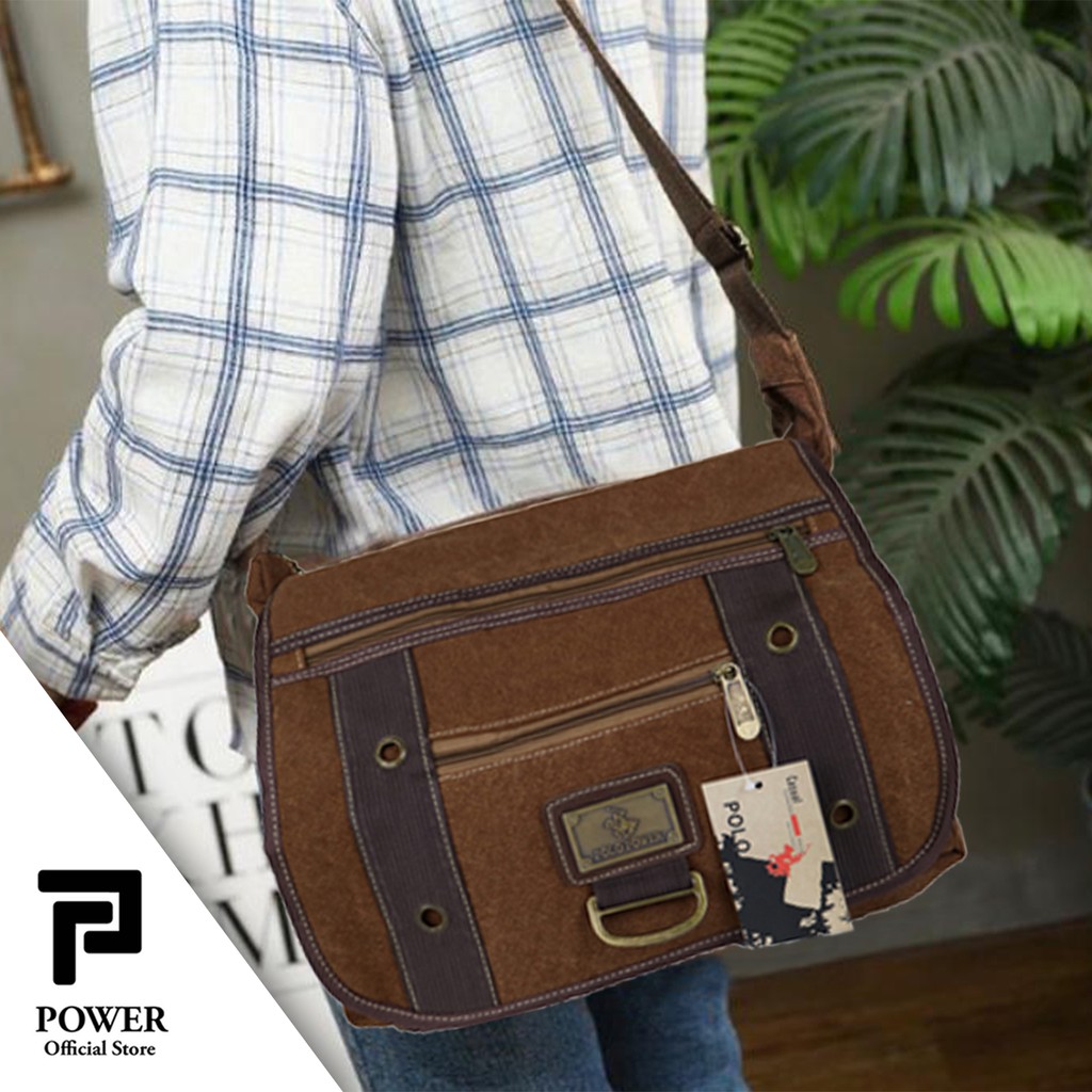 Tas Selempang Kanvas Import Polo Power Shoulder bag Canvas Import