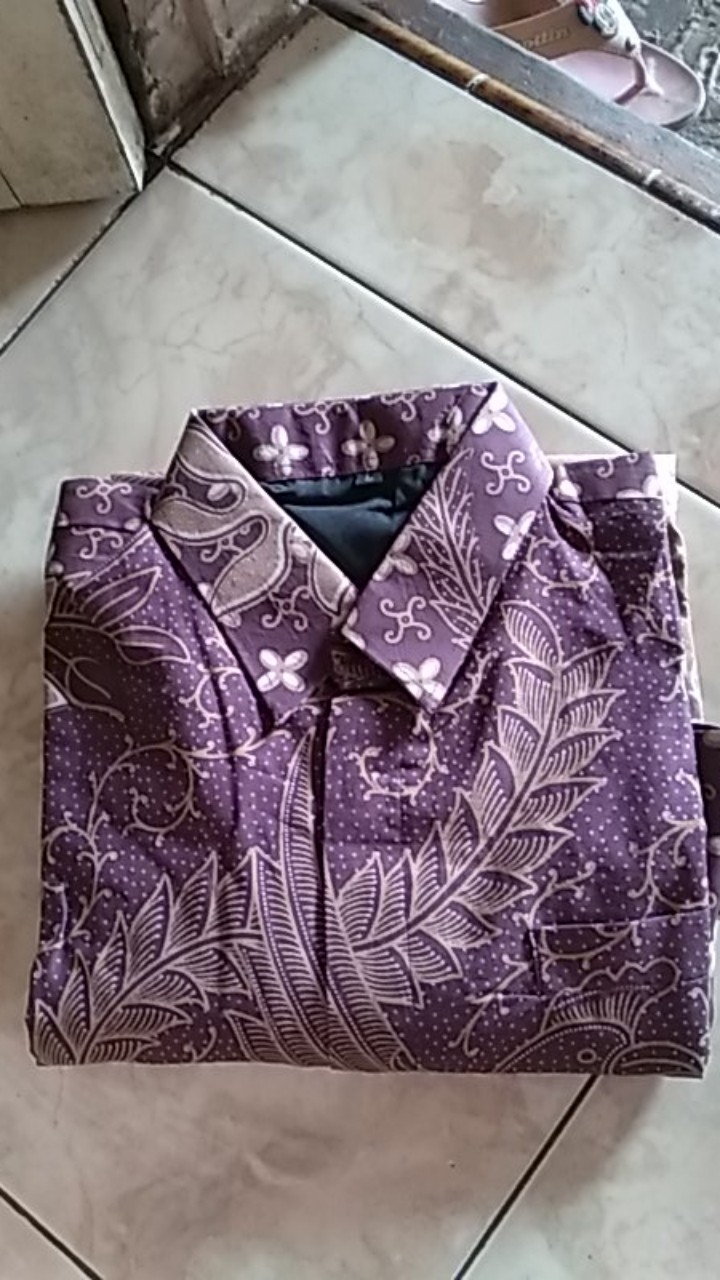 Kemeja Batik Warna Ungu Batik Pria Lengan Panjang/pendek Bahan Katun Batik Full Furing Kencono Ungu