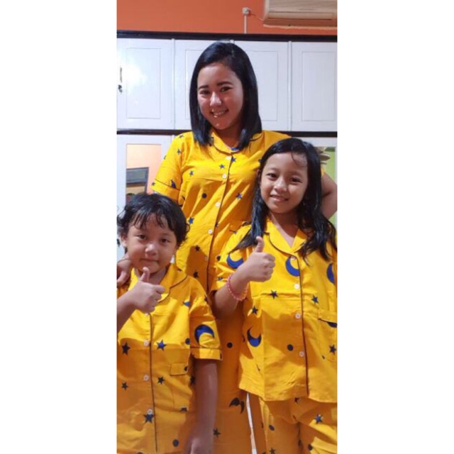 Piyama STARMOON KUNING bisa couple mom kids and family