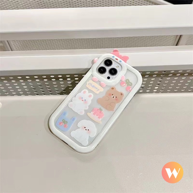 Soft Case Tpu Transparan Motif Beruang 3D Untuk iPhone 11 XR X XS Max 13 12 11 14 Pro Max XR 14 6s 7 6 8 Plus SE 2020