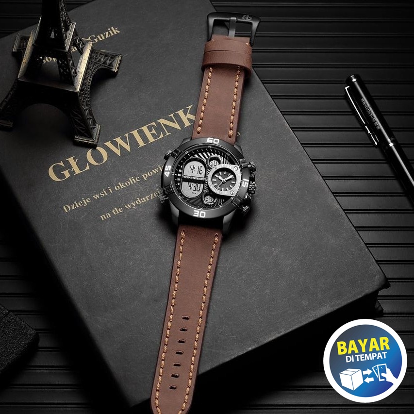 Jam Pria BELLEDA ORIGINAL B9271 | Water Resist | Dualtime | Tali Kulit COD ORI