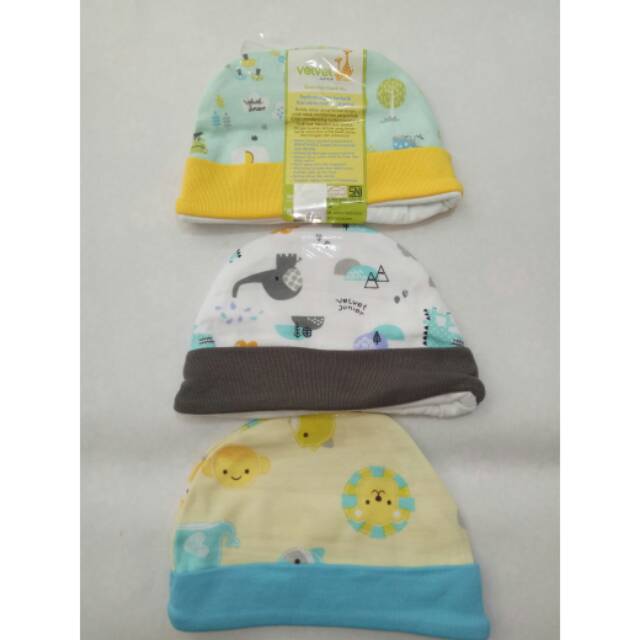 3 Pcs Topi Bayi Velvet Junior Bahan Lembut