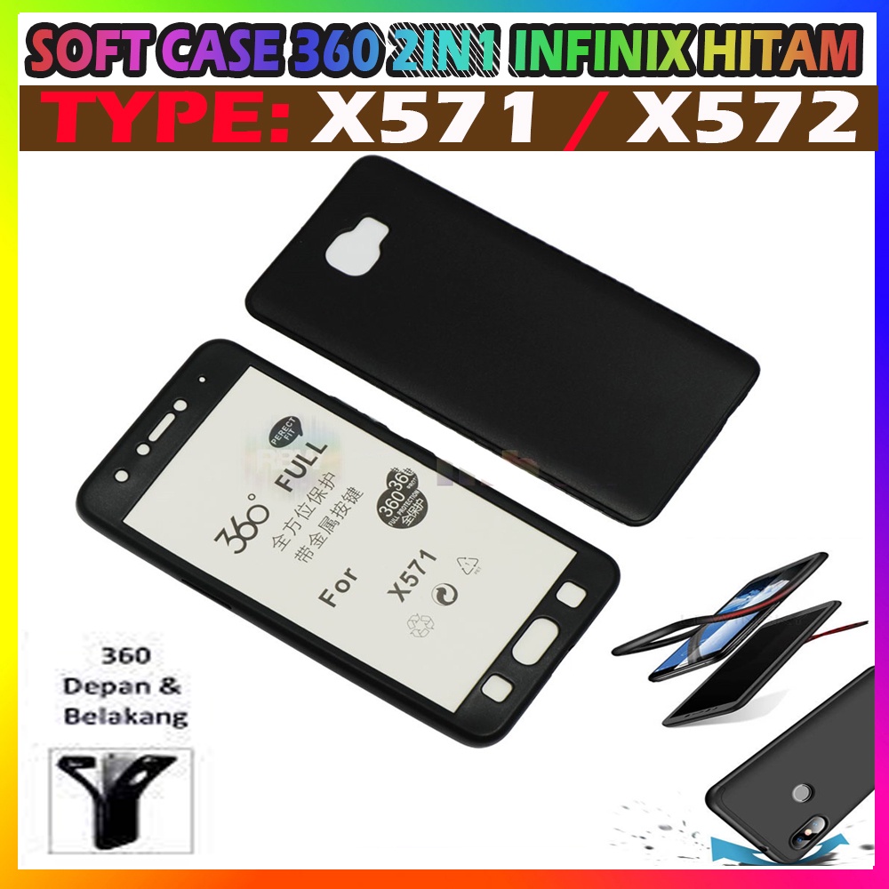 Casing Soft Case 360 2in1 Infinix X572 / Infinix Note 4 / Infinix X571 / Infinix Note 4 Pro Kasing Baby Skin Silikon Kesing Case Cilicone Softcase FullBody Depan Belakang Warna - Hitam