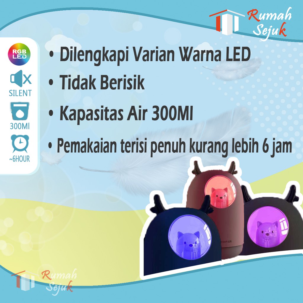 Air Humidifier Diffuser Aromaterapi Alat Pengharum Ruangan Difuser Disfuser Unik Lucu Humdifier Purifier Difusser Defuser Humidifer Humadifier Humudifier Dispuser Humifider Portable Mobil Car Uap Hiasan Kamar Lampu LED Free Gratis Oil RS-H7