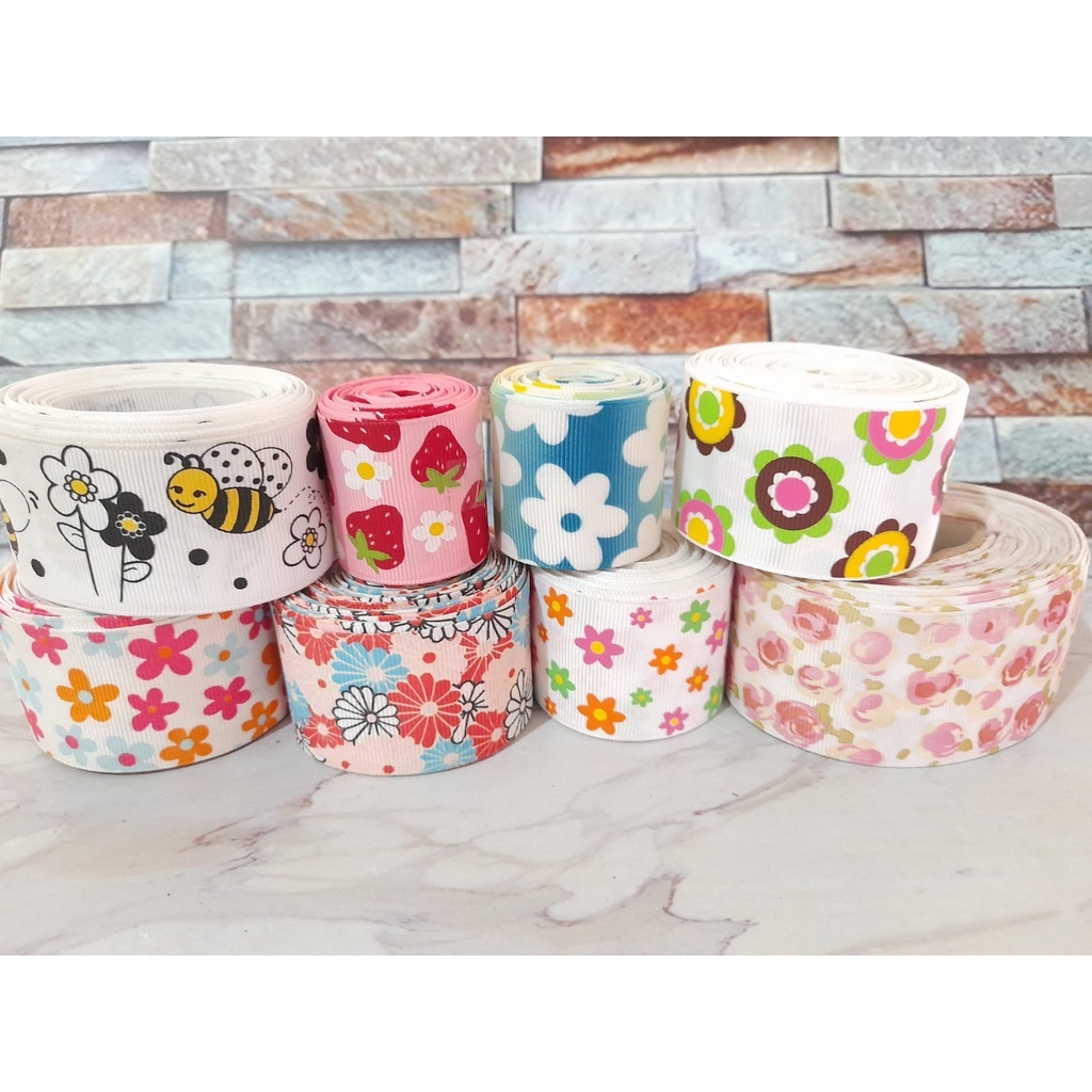 

GM RB (per yard) Pita grossgrain motif bunga 4cm
