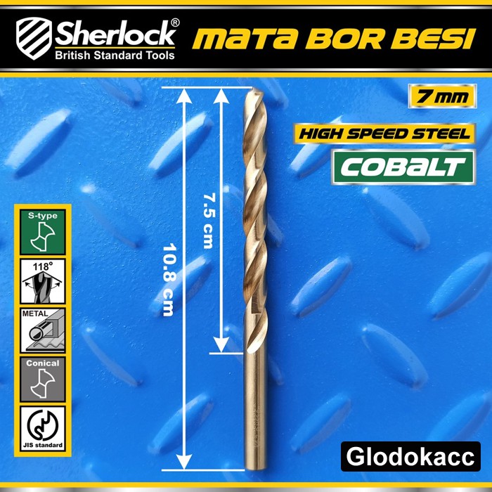 Mata Bor Besi 7 mm / Sherlock JIS Standard High Speed Steel Cobalt (1 Pcs)