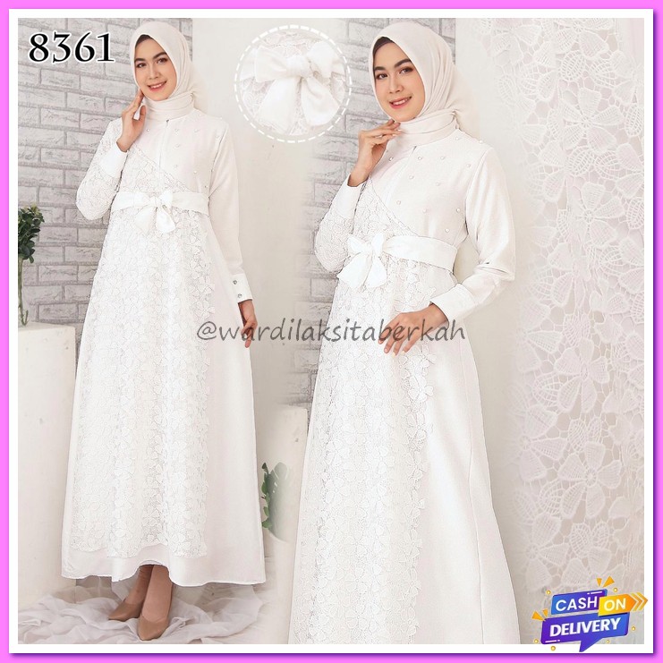 Baju Gamis Jumbo Wanita Muslim Samira Ld 130 Ziper Sleting Depan  BY248 Gamis Putih Gamis Brukat Br