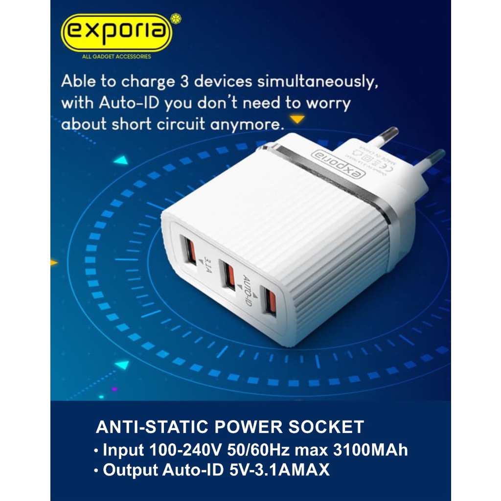 CHARGER EXPORIA MIX 3 USB TYPEC C 3.1A