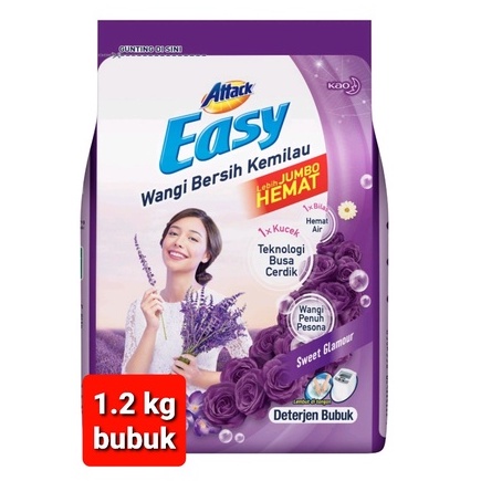 Attack EASY JUMBO 1,2 kg sabun Bubuk deterjen 1200 gr harum wangi bunga mawar (no.121)