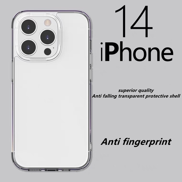 Applicable to for Apple 14 Phone Case Fingerprint proof and fall proof iphone14pro Transparent 14 Plus Hard Case Soft Edge 12 13 14 Pro Max Silicone New Hard Protective Case