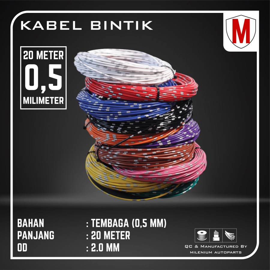 Kabel Otomotif 0.5MM x 20M Cable Bintik Body Mobil Motor Serabut Tembaga Berkualitas