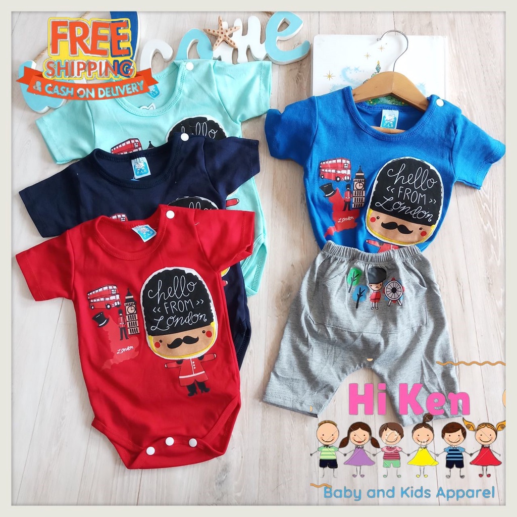 Setelan Baju Jumper Anak Bayi Laki Laki Cowok "HELLO LONDON" Umur 0 3 6 9 Bulan Gratis Ongkir Bisa C