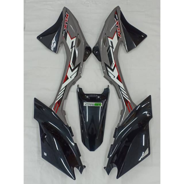 Body set tanpa spatbor depan klx150 bf cover tank luar gray Lis putih body blkg full Hitam